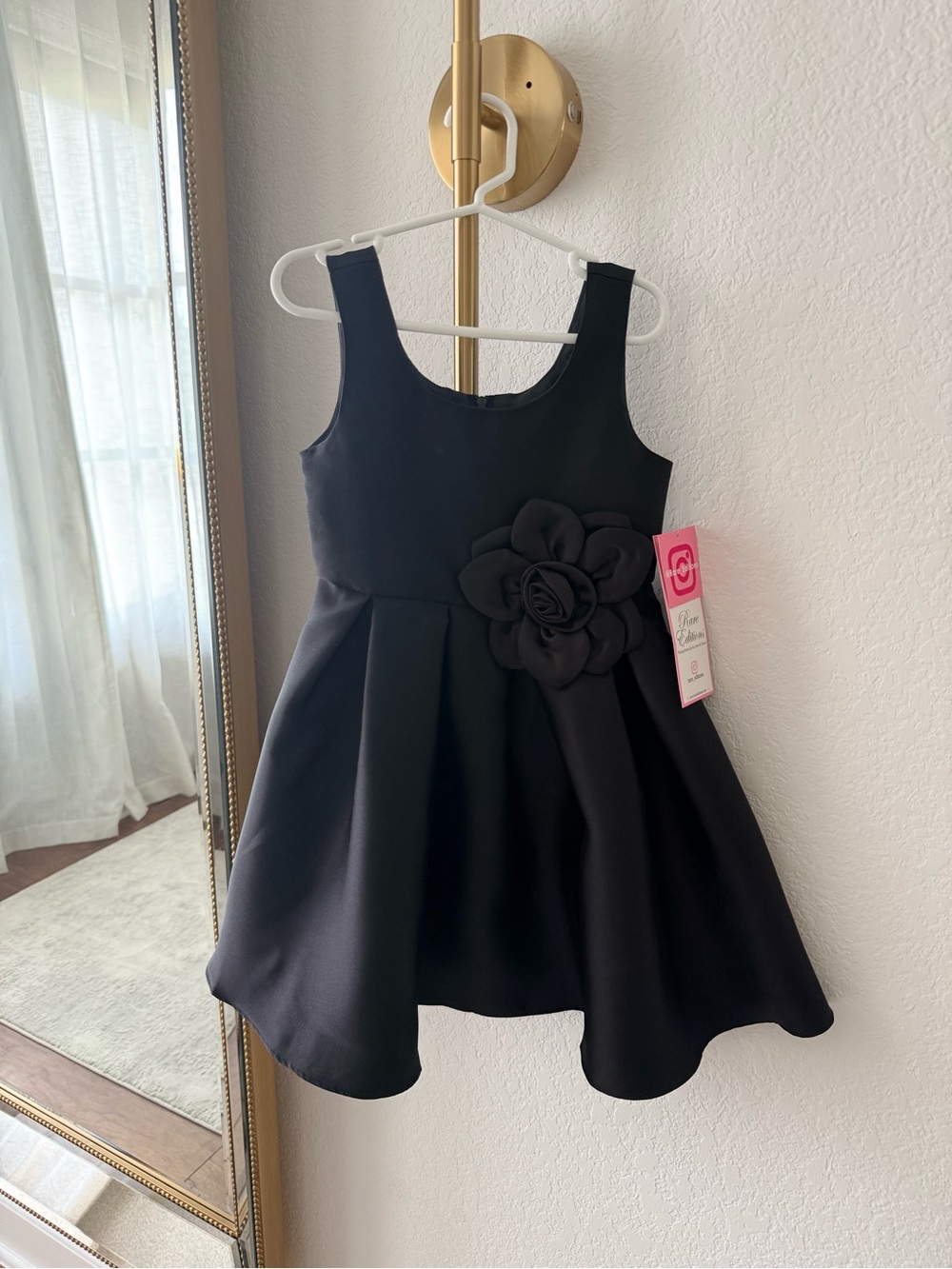 Rare Editions Black Floral Waist Party Dress